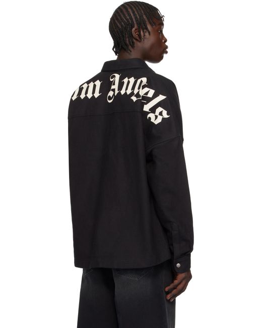 メンズ Palm Angels ブラック Classic Logo オーバーシャツ Blue