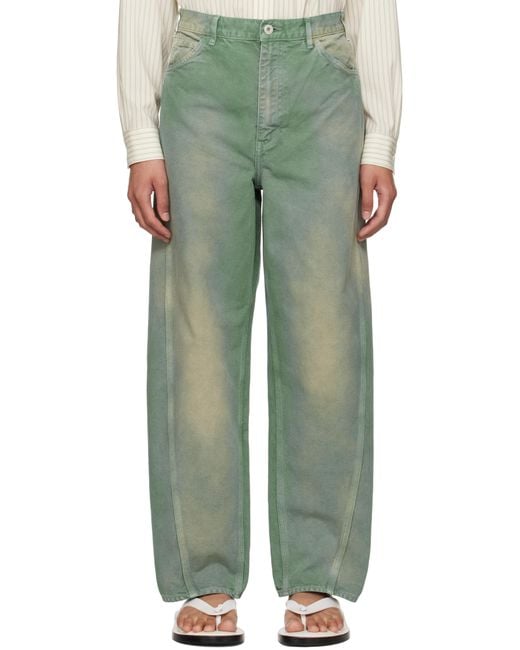 Auralee Green Organic Cotton Duck Trousers