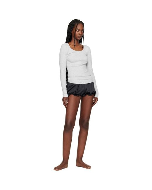 Skims Black Lightweight Satin Bloomer Shorts