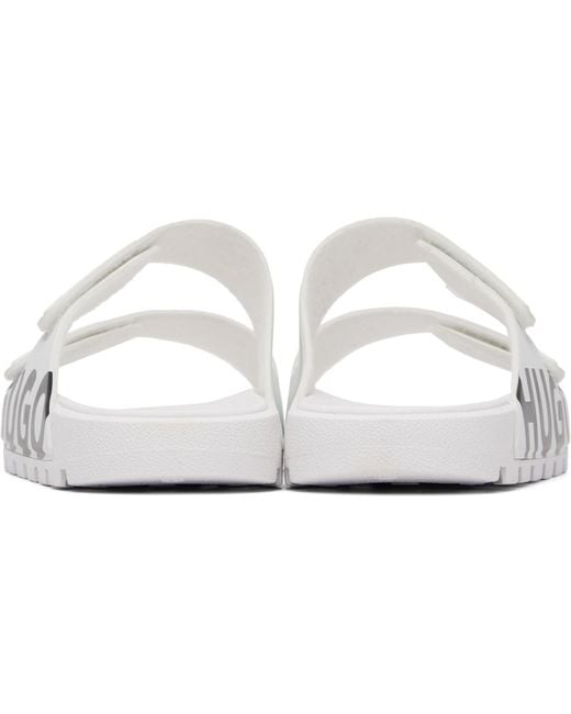 HUGO Black Double Touch-Closure Straps Logo Sandals for men