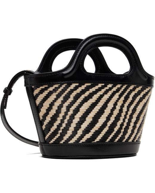 Marni Black Wavy Raffia-Effect Tropicalia Micro Tote