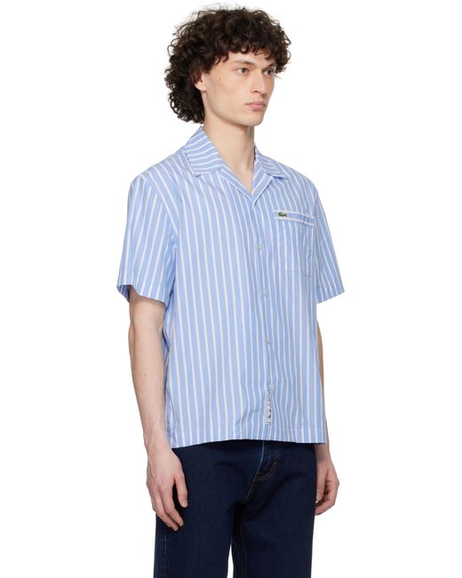 メンズ Lacoste ブルー＆ホワイト Summer Pack Relaxed 半袖シャツ Blue