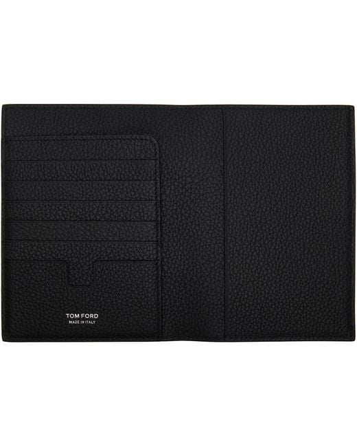 Tom Ford Black Soft Grain Leather T Line Passport Holder for men