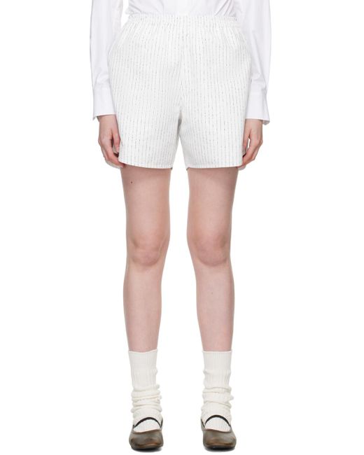 RECTO. White Off- Nep Stripe Shorts
