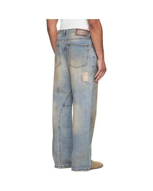 ANDERSSON BELL Blue Destroyed Wide-Leg Jeans for men