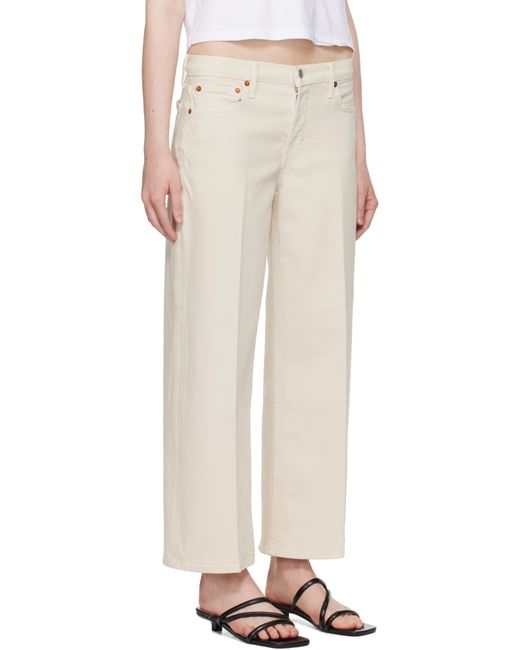 Jean Ample Et Extensible Blanc Cassé À Jambes Écourtées Re/done en coloris White