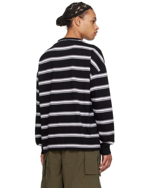 Juun.J Black Striped Long Sleeve T-shirt for men