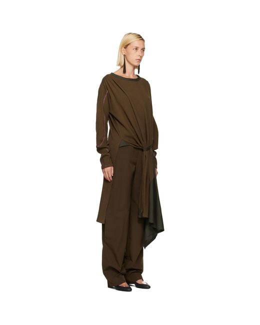 Kiko Kostadinov Brown Khaki Eider Godet Minidress