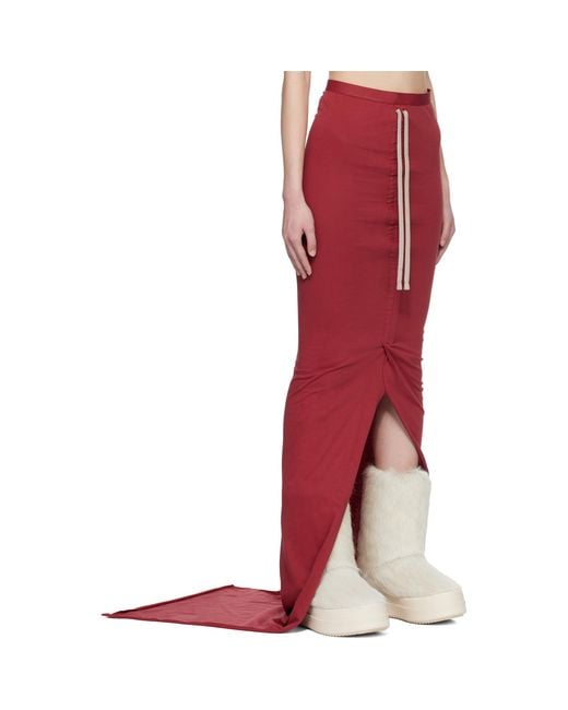 Rick Owens Red Moncler + Adjustable Maxi Skirt