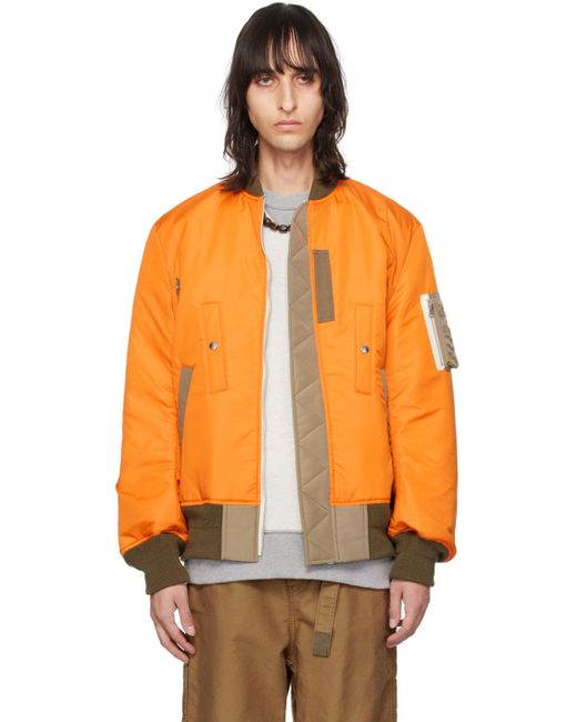 Sacai Orange Zip Reversible Jacket for men