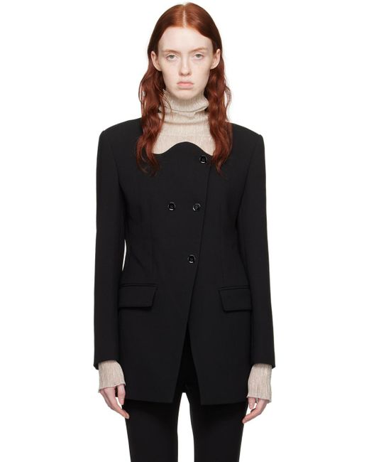 RECTO. Black Signature Curved Neck Blazer