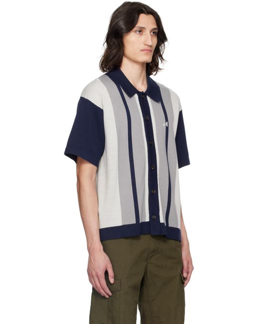 AWAKE NY Blue Striped Shirt for men
