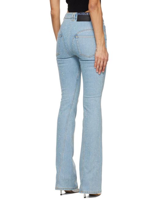 Mugler Blue Rhinestone Jeans