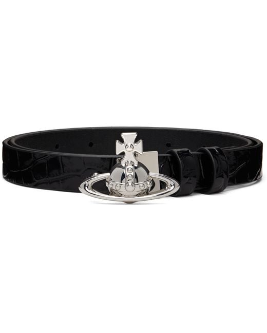 Vivienne Westwood Black Small Orb Buckle Belt for men