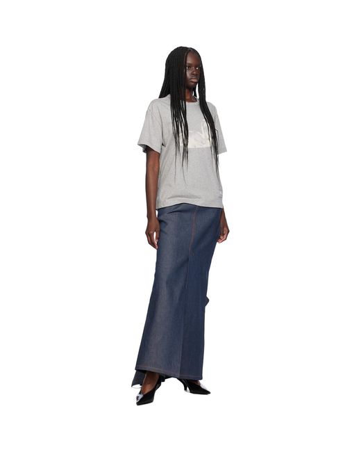 MERYLL ROGGE Blue Vented Denim Maxi Skirt