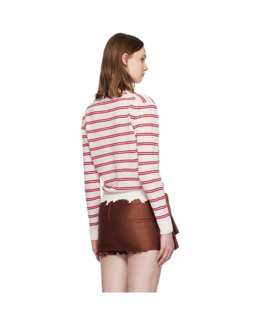 ShuShu/Tong Red Off- & Striped Long-Sleeve Knit Polo