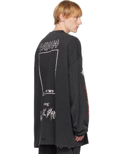 032c Black Telepresence Oversized Longsleeve T-Shirt for men