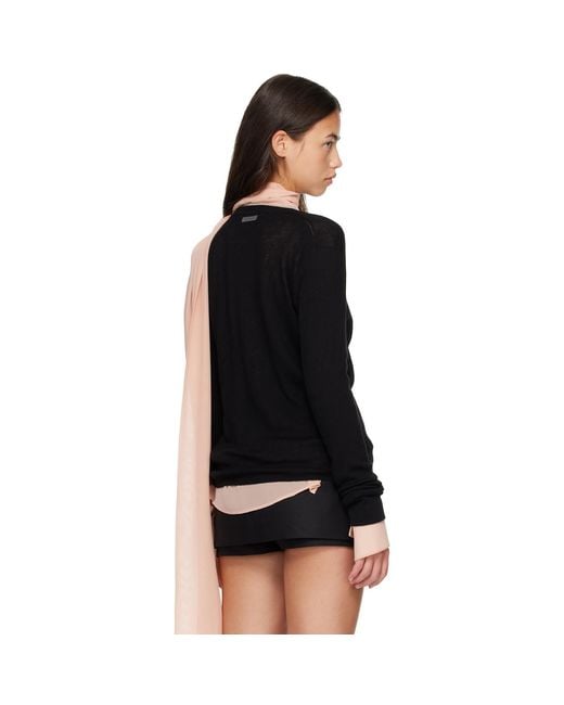 Acne Black Layered Silk-Wool Cardigan