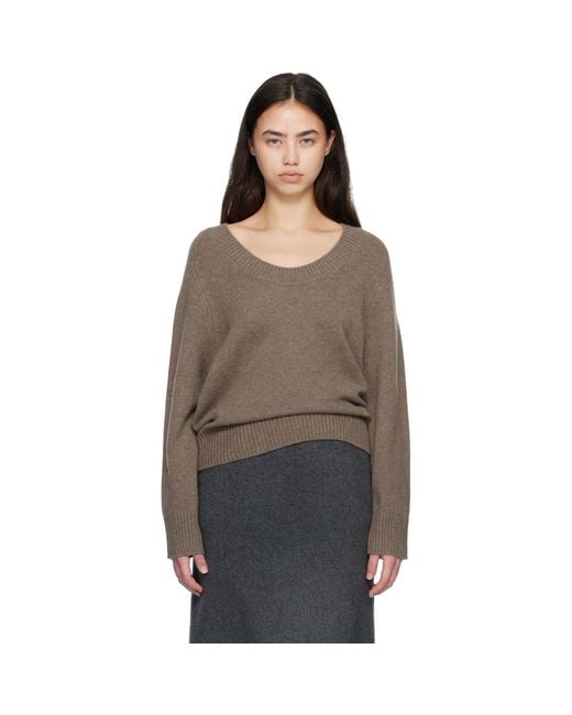 Loulou de Saison Brown Baji U Neck Cashmere Sweater