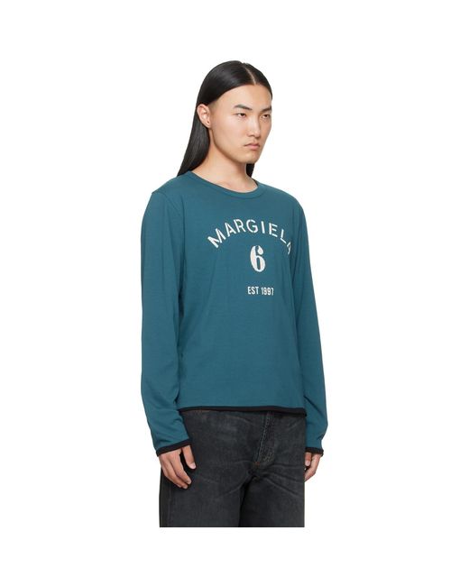 MM6 by Maison Margiela Blue Long-Sleeved Reversible T-Shirt for men