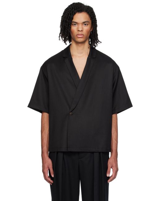 King & Tuckfield Black Wrap Shirt for men