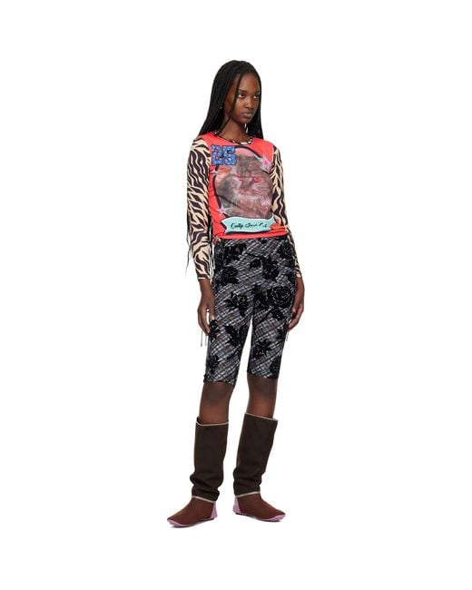 Chopova Lowena Black 'Cutty Sark Cats' Fitted Jersey T-Shirt