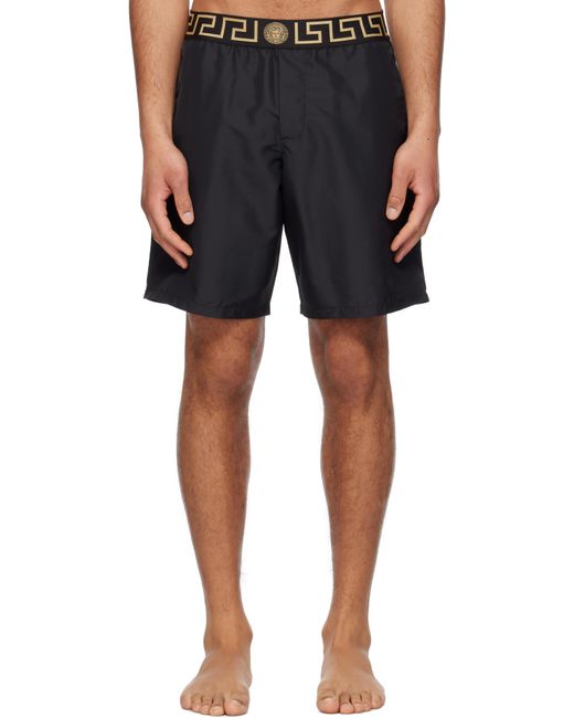 Versace Blue Greca Border Swim Shorts for men