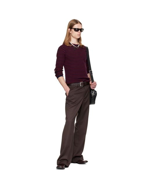 TONYWACK Brown Wool Blend Flared Trousers for men