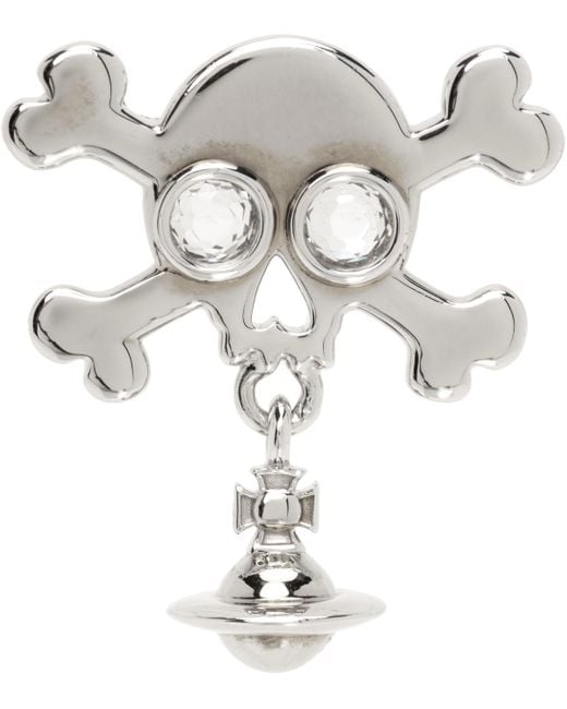 メンズ Vivienne Westwood Franklin Skull シングル スタッドピアス Metallic