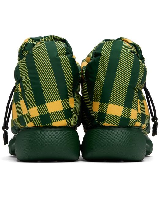 Burberry Green & Yellow Check Pillow Boots for men