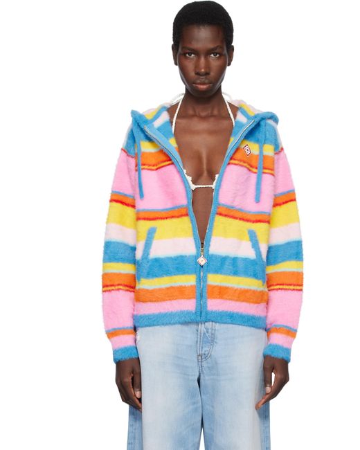 Casablanca Orange Fluffy Stripe Oversized Hoodie