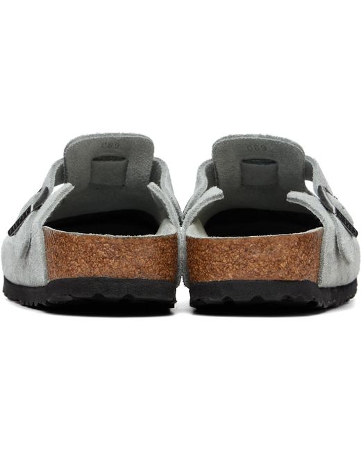 Birkenstock White Narrow Boston Soft Footbed Suede Leather Loafers