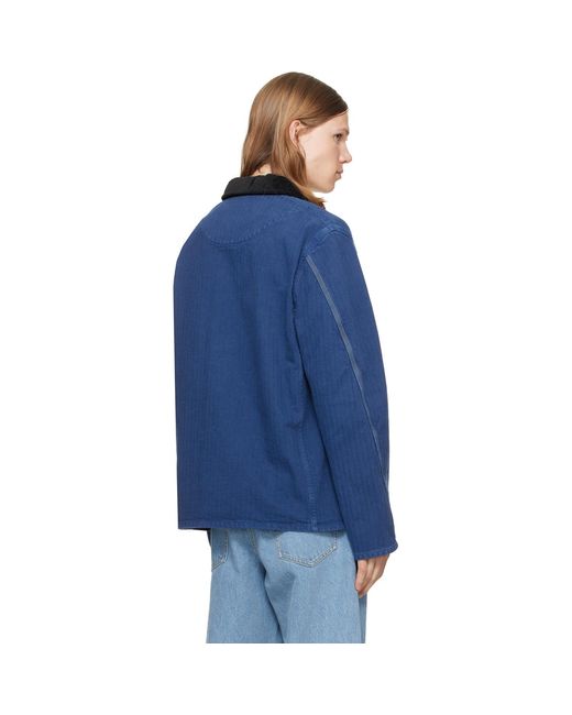 Givenchy Blue Couture Seam Herringbone Denim Jacket for men