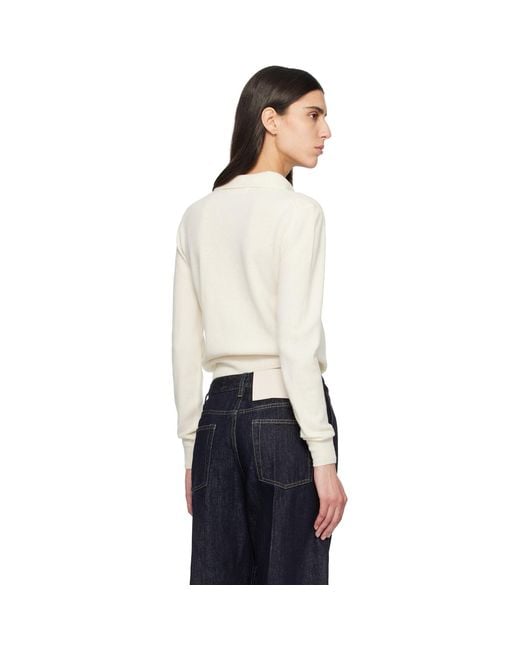 Jil Sander Black Off- Wool Long Sleeve Polo