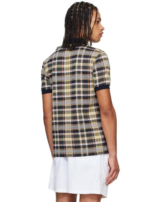 メンズ Fred Perry ネイビー Madras ポロシャツ Black