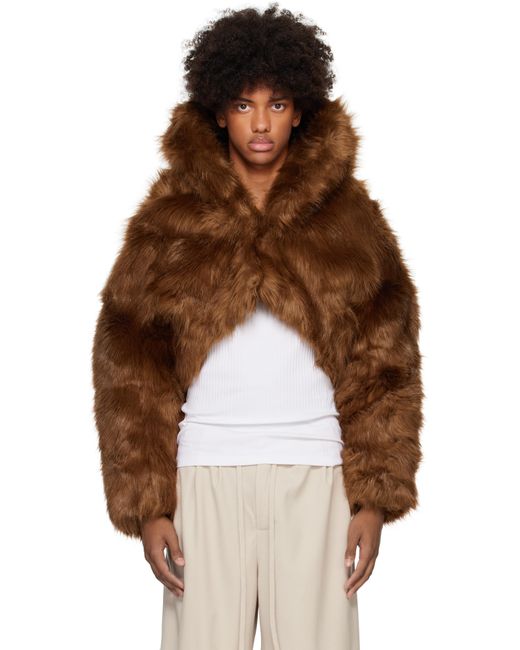 Entire studios Brown Vicinity Crop Faux-fur Jacket for men