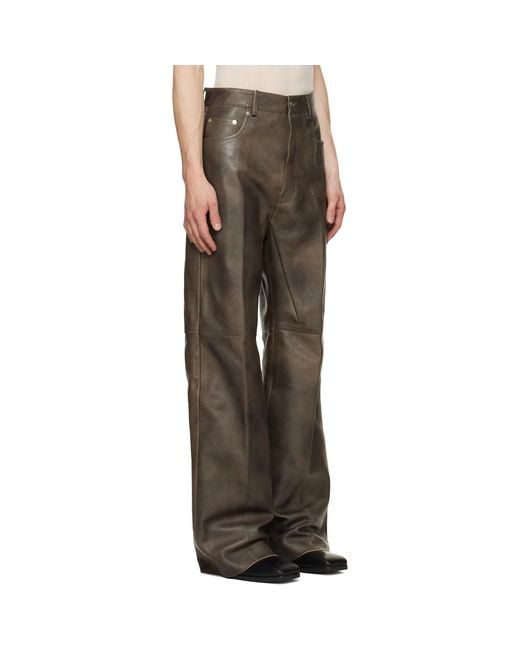 Rick Owens Brown Tower Geth Leather Pants for men