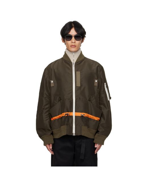 Sacai Black Khaki Nylon Twill Blouson Bomber Jacket for men