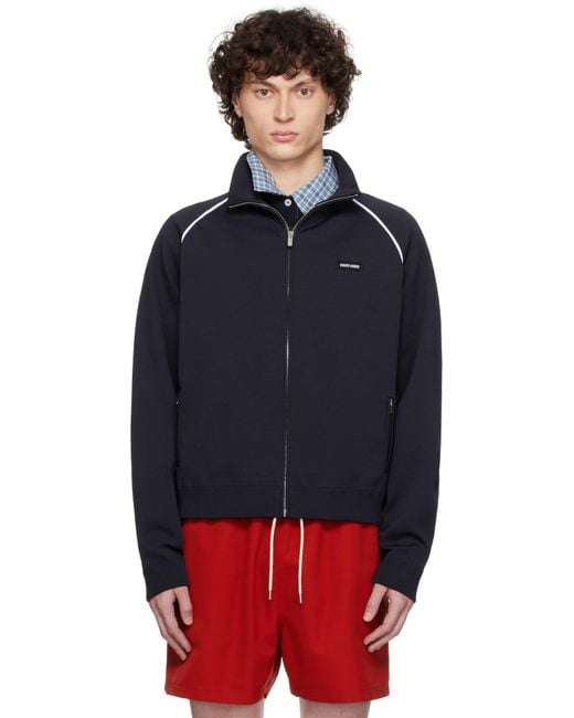 Miu Miu Blue Technical Yarn Zipper Track Jacket for men