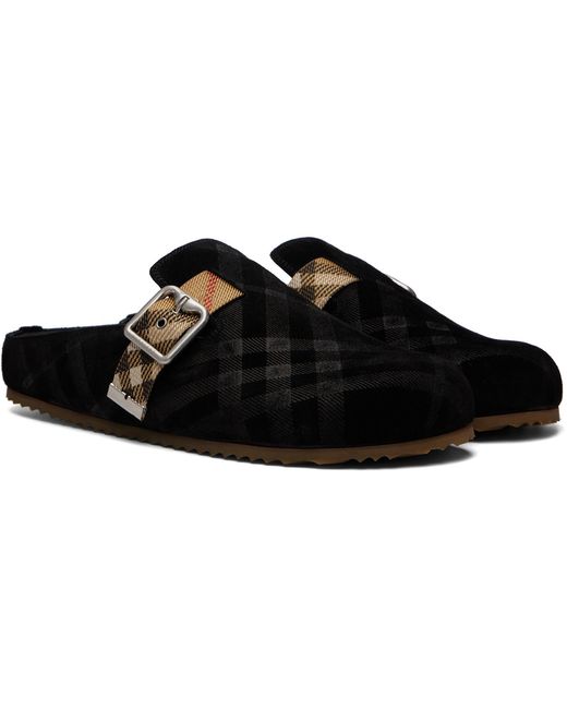 Burberry Black Check Suede Urchin Loafers for men