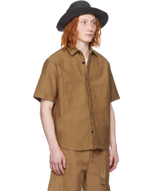 Chemise à poche plaquée Sacai pour homme en coloris Brown