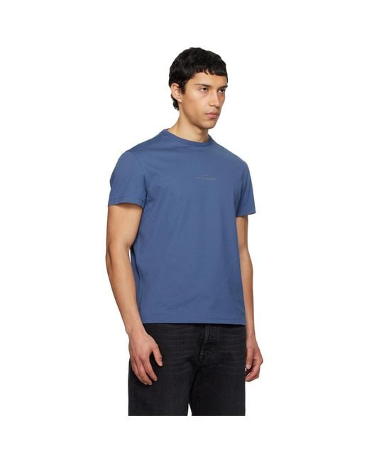 Maison Margiela Blue Distorted Logo T-Shirt for men