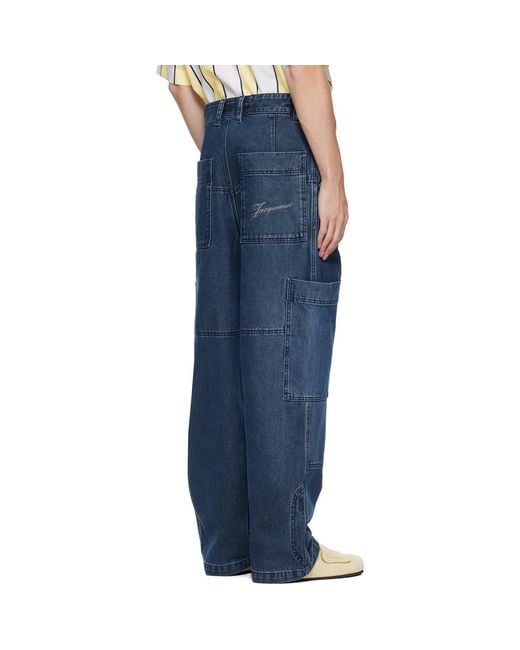 Jacquemus 'The Carré De-Nîmes' Denim Cargo Pants in Blue for Men