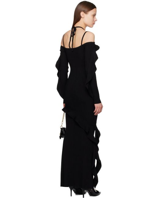 Versace Black Ruffled Maxi Dress