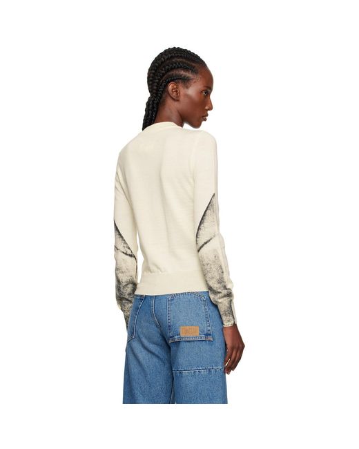 MM6 by Maison Margiela Blue Off- Folded Printed Gauge 14 V-Neck Sweater