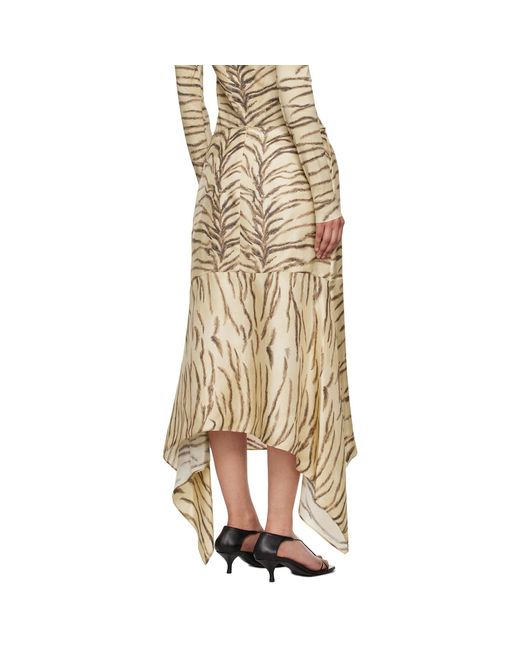 Stella McCartney Natural Tiger Print Midi Skirt