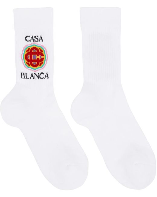 Casablancabrand White Logo Socks for men