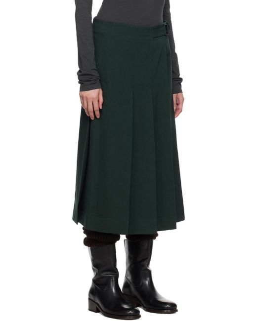 Lemaire Black Pleated Wrap Midi Skirt