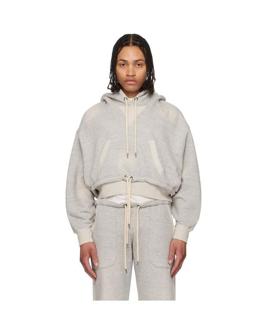 R13 Natural Cinched Hem Popover Hoodie for men