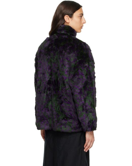 Needles Green & Purple S.c. Car Faux-fur Coat in Black | Lyst